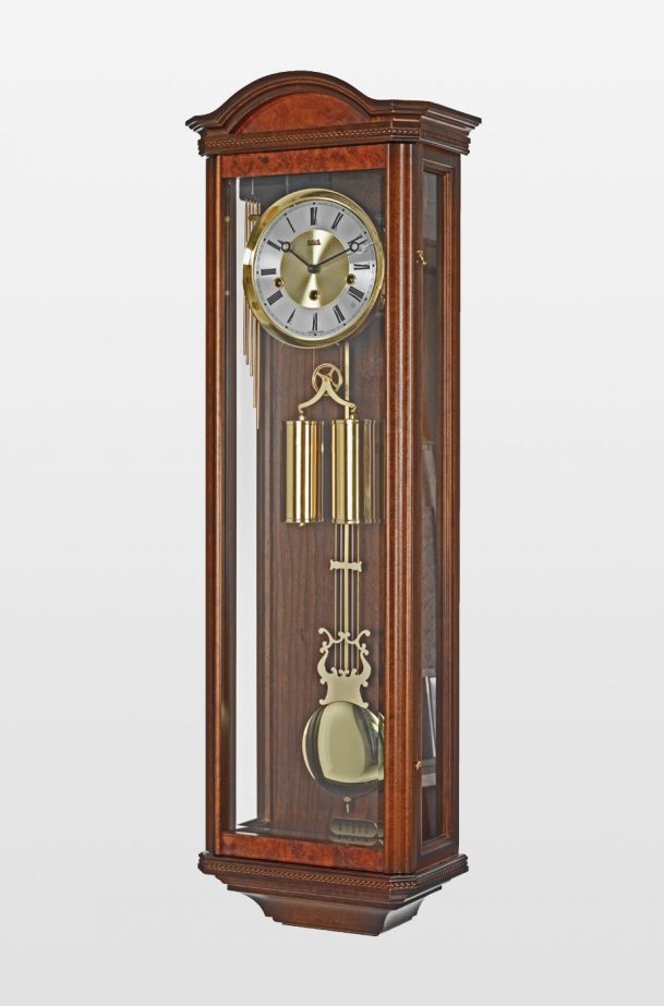 Portland Regulator Wall Clock In Walnut Finish Billib Co Uk - Skeleton Wall Clock Pendulum Uk