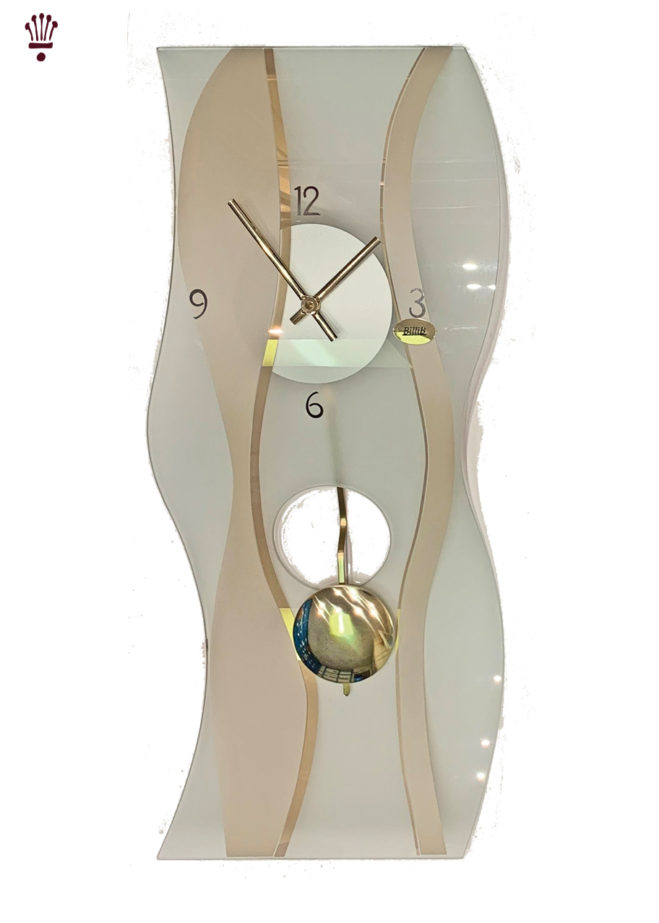 QC9061 Gold Colour Mineral Glass Quartz Wall Clock BilliB The Clock Specialists